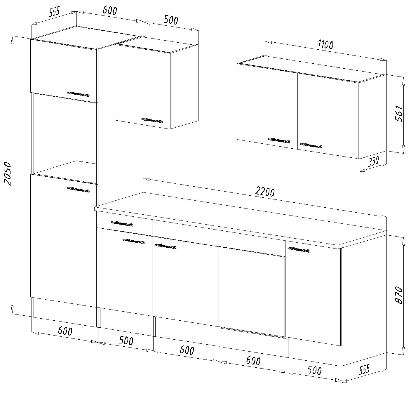 respekta Küchenzeile Oliver KB280EYW Weiß 280 cm Breite mit Elektrogeräten