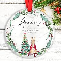 Vista 6 de Adorno de camión volquete de Navidad para niños, tractor personalizado, recuerdo de construcción personalizado para bebés recién nacidos, regalos