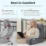 ENITYA 19" Back Support Pillow,Reading Pillow with Built-in Arms & Large Pockets, Removable Washable Cover, Wedge for Sitting,Reclining,Watching TV,Post Surgery in Bed,Couch or Floor,Medium Firm,Grey | Back Pillow for Bed Sitting Up/Watching TV/Nursi