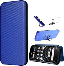 SHIEID Coque pour Redmi 17, Coque Redmi 17 en Fibre de Carbone Flip Cover, Rabat avec Fente Carte et Support Fonction-Bleu
