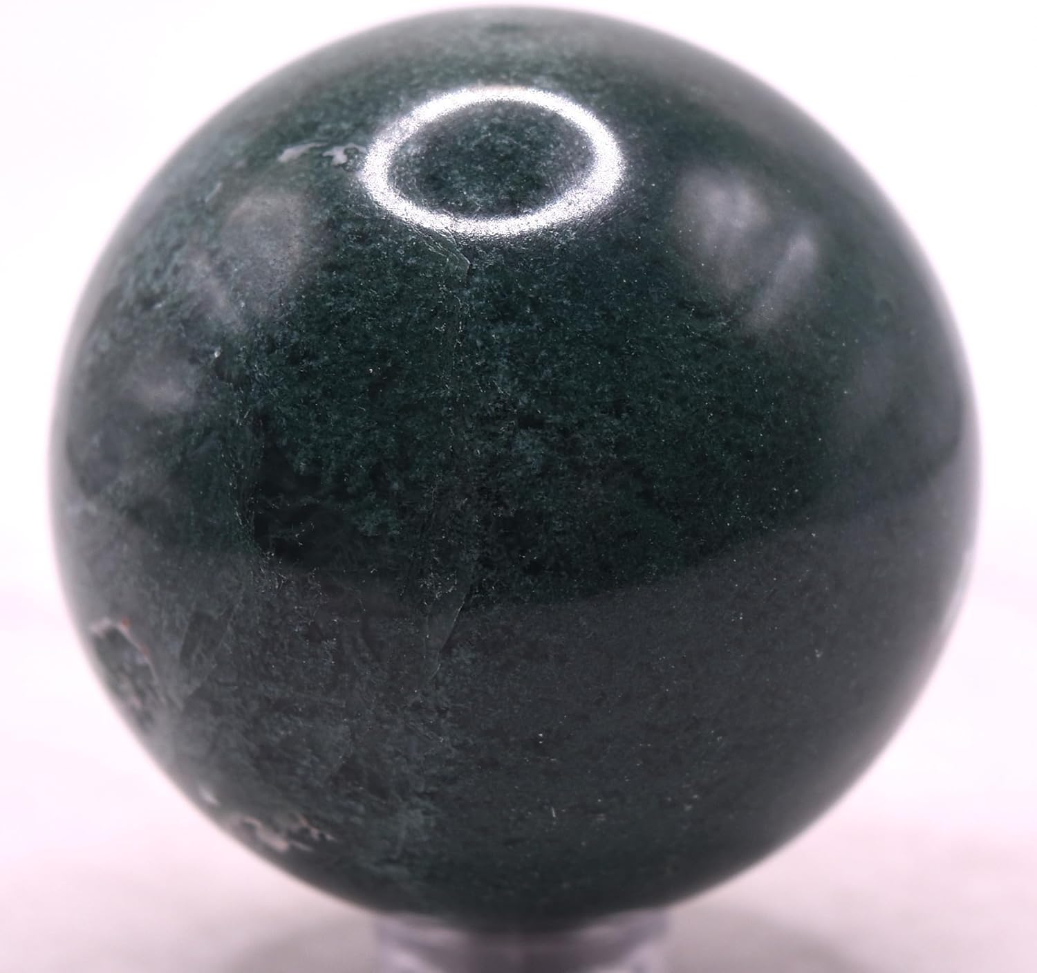 Pair 47mm Green Moss Agate Carved Spheres Polished Natural Chalcedony Gemstone Crystal Mineral Collectible Decor Specimen Balls - India + Stand (2PCs)