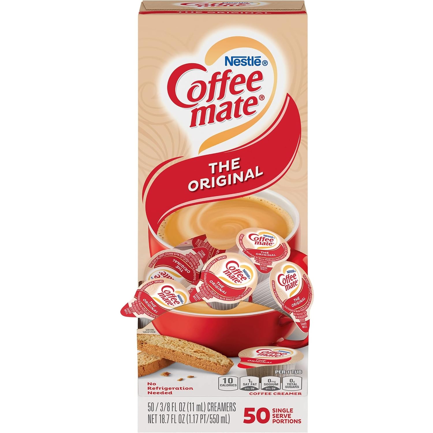 Coffee-mate 35110BX Original Creamer, 0.375 Fl. Oz (50 Count), 18.7 Fl. Oz (Pack of 1)