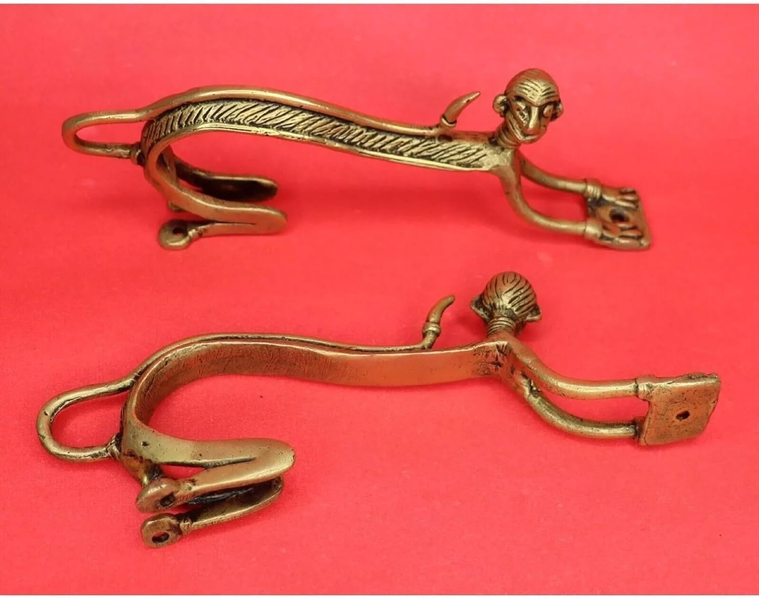 Monkey Shape Antique Vintage Style Handcrafted Brass Wardrobe Drawer Window Pull Knob Antique Style Door Pull Handles (Pack of 02)