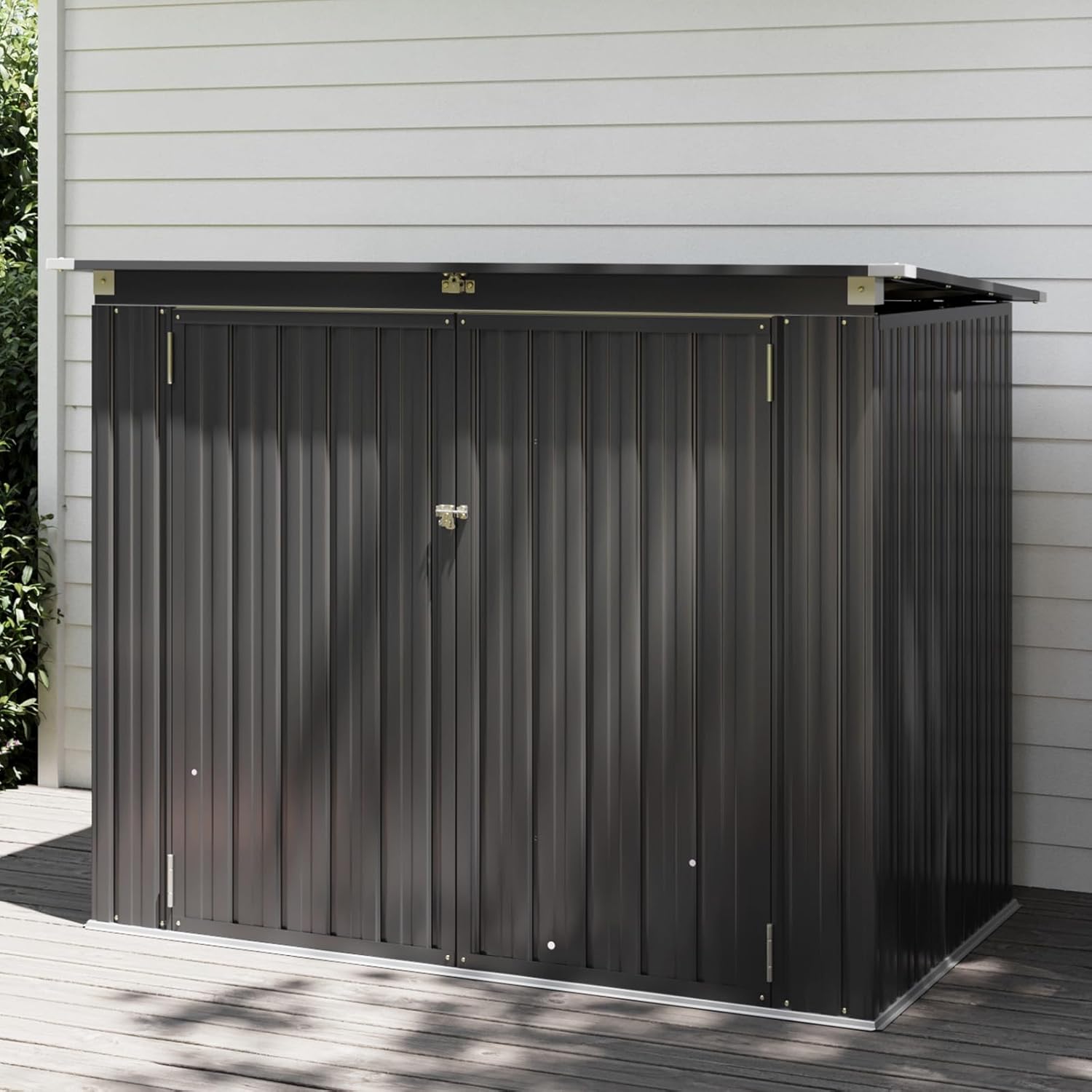 5.7 Ft. W X 3 Ft. D Galvanized Steel Horizontal Garbage Shed