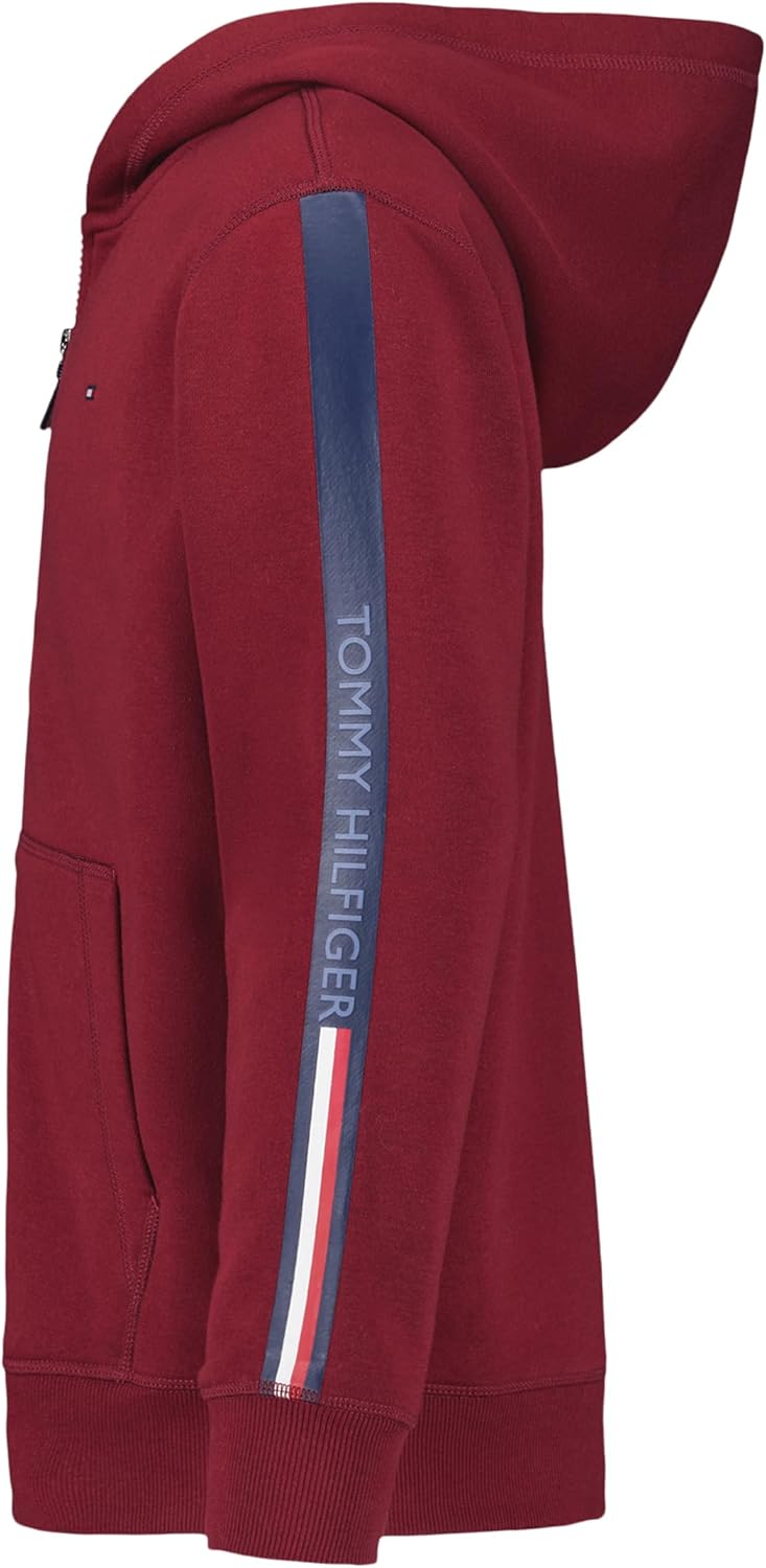 Tommy Hilfiger boys Long Sleeve Fleece Full Zip Hoodie With Front Pockets - Image 2