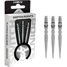 Winmau - Switch Points - Carbon Steel Tip - Threaded Rapid-Change Mechanism - 1 Set per Pack - Available in Black & Silver - Smooth, Groove & Wave - 26mm, 30mm & 40mm - Professional Darts Accessories
