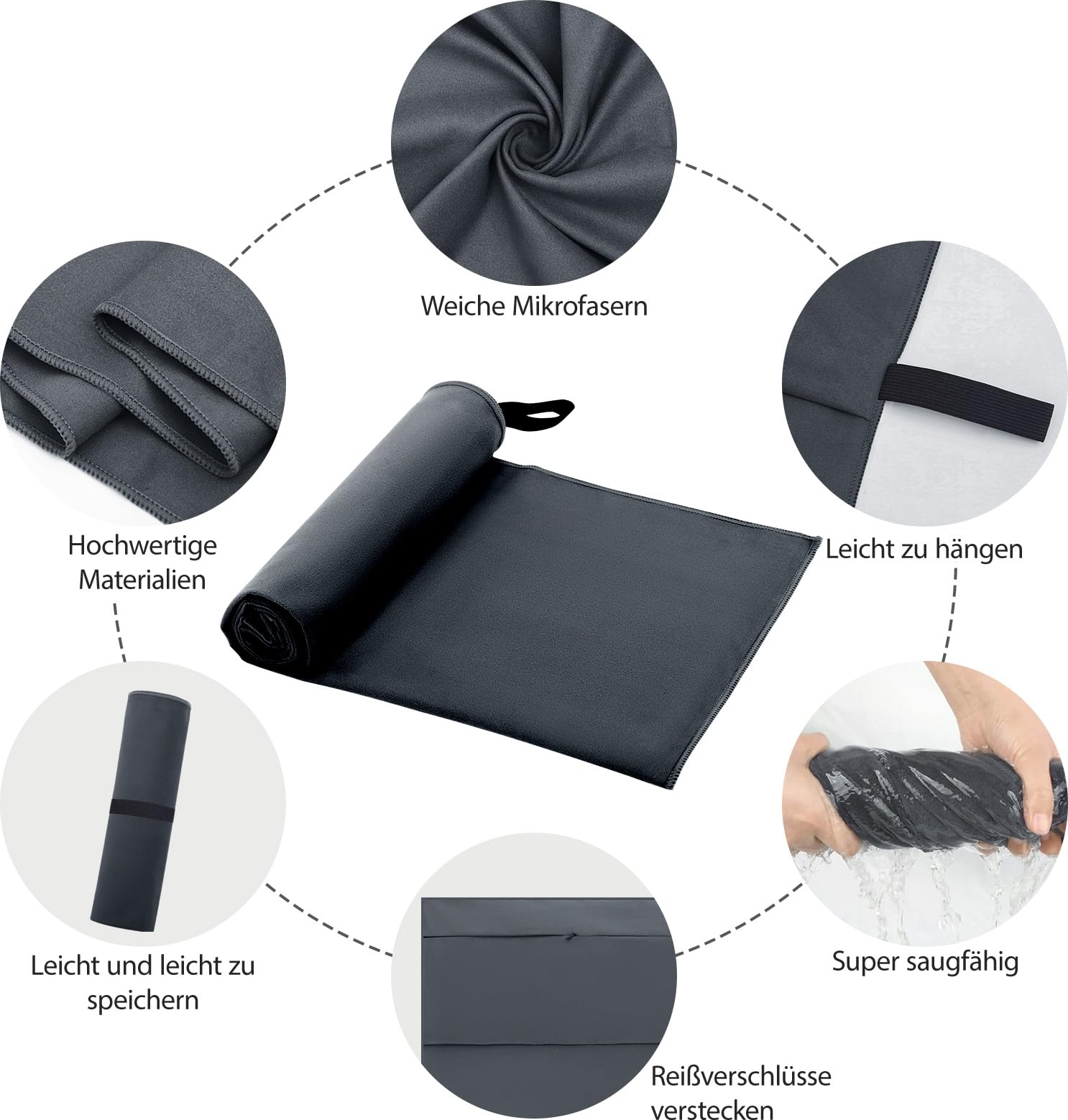 NYEEXUP Ręcznik fitness z mikrofibry z mocowaniem – ręcznik sportowy, do studia fitness, szybkoschnący, 130 x 50 cm – ręcznik gimnastyczny dla mężczyzn i kobiet, ręczniki z mikrofibry do uprawiania