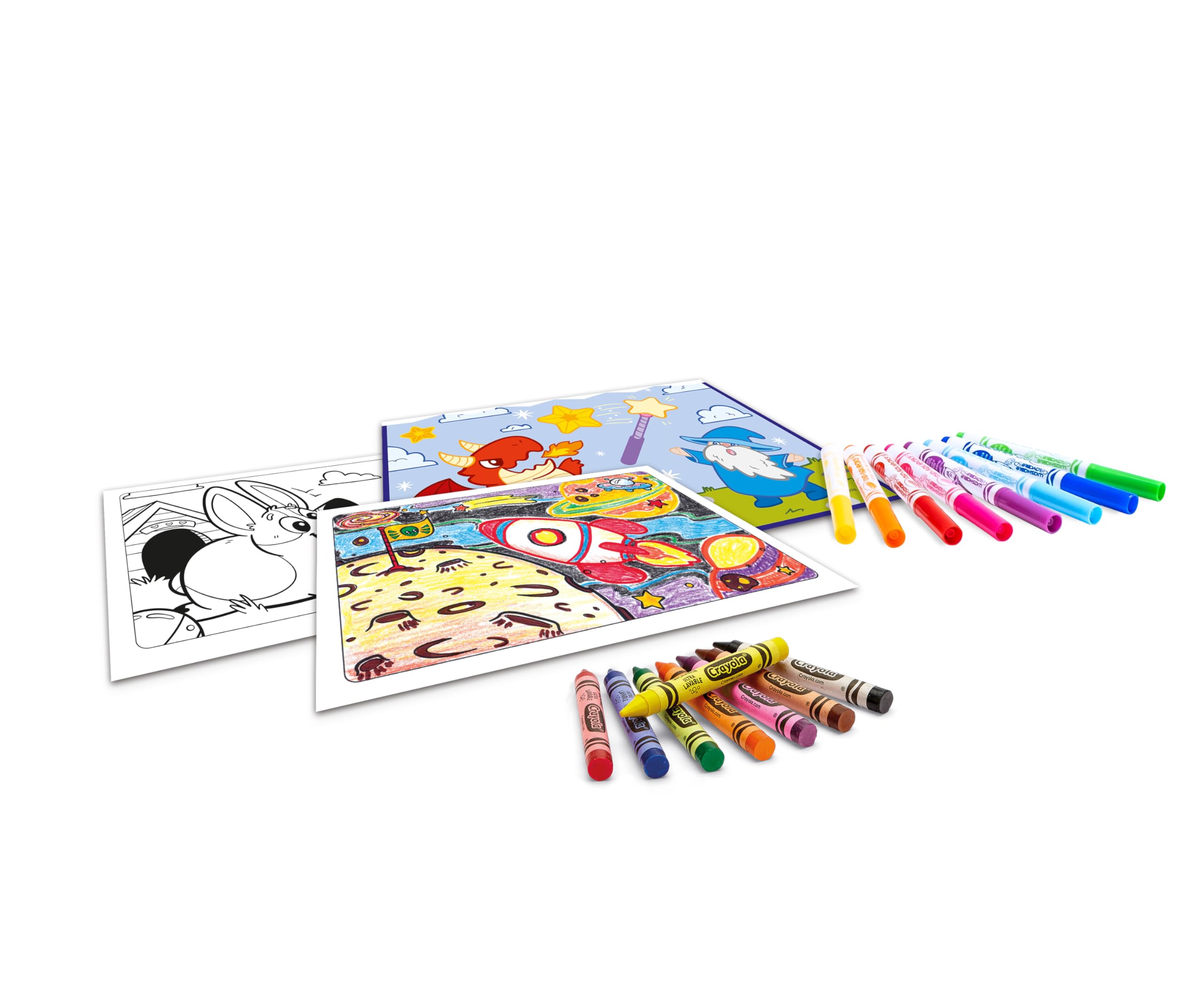 CRAYOLA - Stencil Fun Set, kreatywna aktywność dla dzieci z markerami i kredą woskową, od 5 lat, 04-2952
