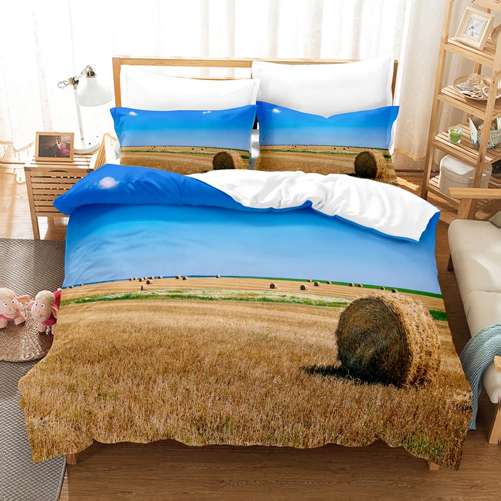 Housse de couette microfibre MDFKZ anti-plis pour lit enfant 135x200 motif rural facile