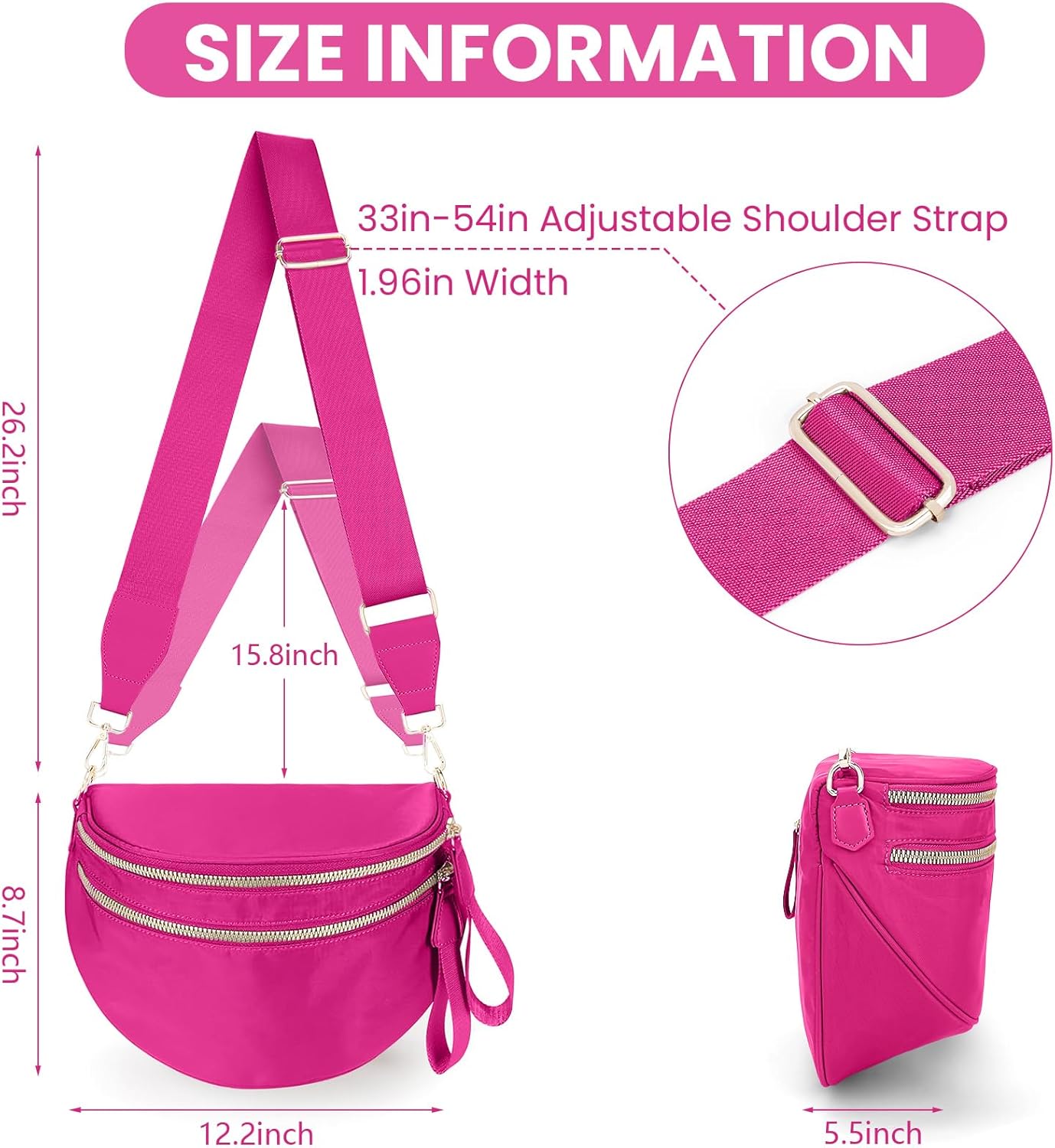 Lushandy Bum Bag Women's Checkered Crossbody Bag Nylon Cross Body Bags Plaid Mom Everyday Purse for Travel - Image 3