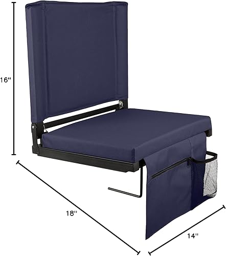 Vista 3 de Home-Complete Asiento de grada, cojín de asiento de estadio con bolsillo y portavasos, silla deportiva portátil ancha, asientos de estadio con marino