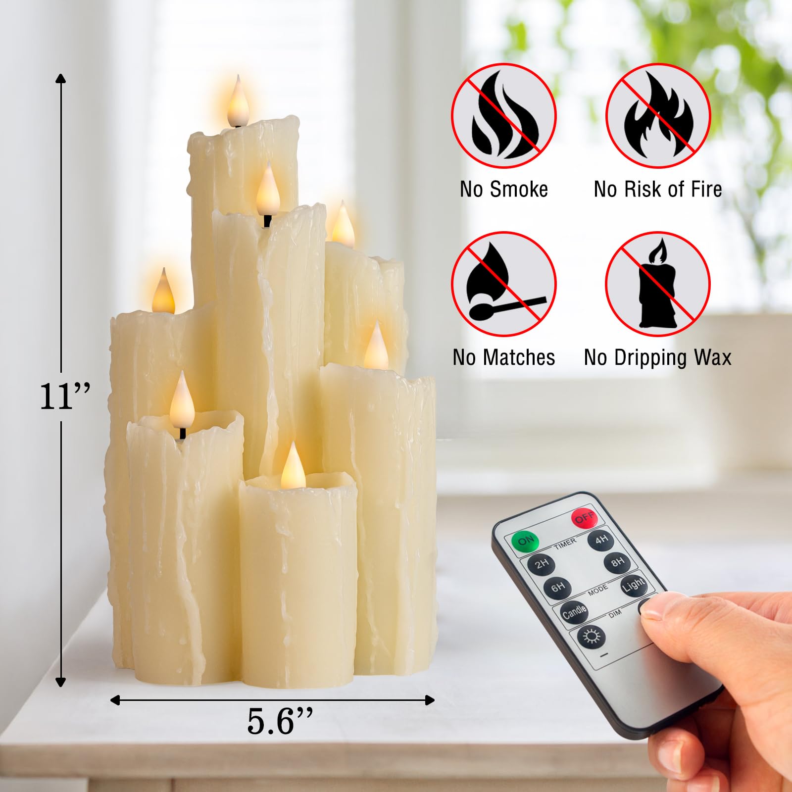 Candele a LED senza fiamma con funzione timer telecomando, candele a batteria, candele a LED avorio, design unico senza fiamma, vera cera