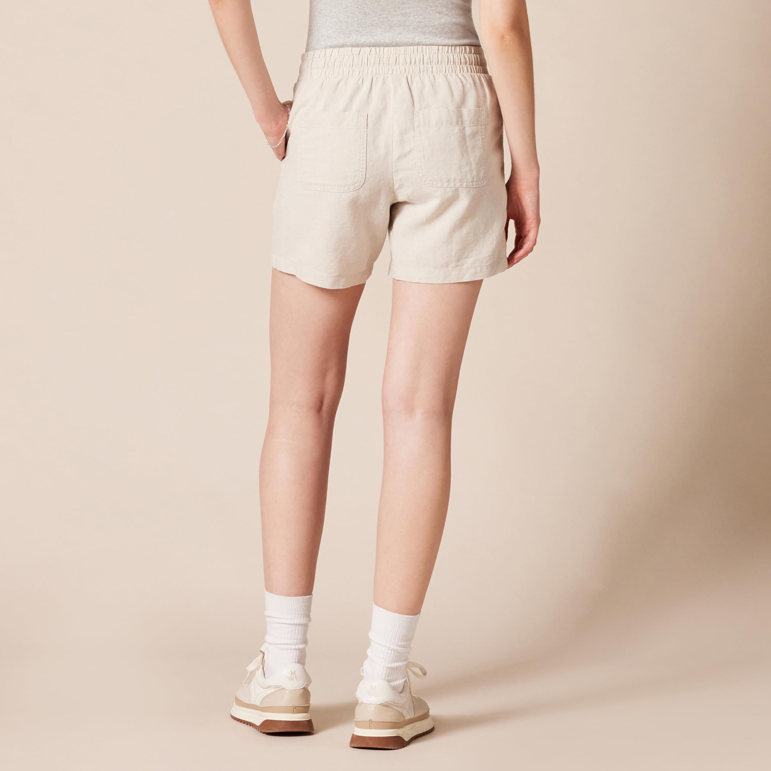 Amazon Essentials Mujer Pantalones Cortos de Mezcla de Lino con Cordón y Entrepierna de 13 cm (Disponibles en Tallas Grandes)