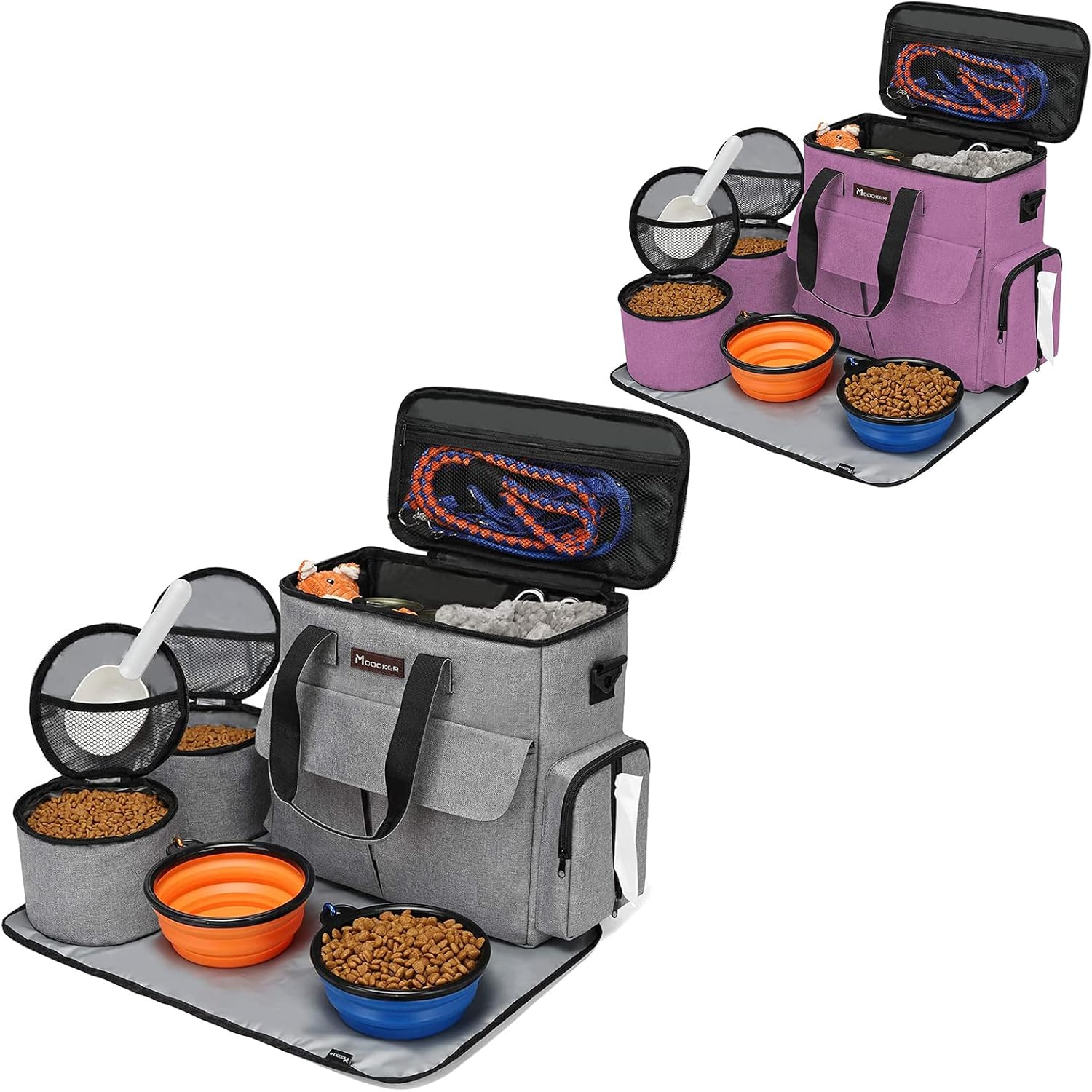 Modoker Dog Travel Bag, Weekend Pet Travel Set for Dog and Cat, Airline Approved Tote Organizer with Multi-Function Pockets