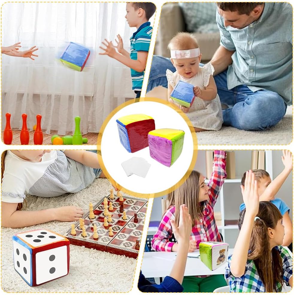 Pocket Cube, 2 Pieces Dice with Pockets, 10 cm Cube with Pockets, DIY Education Games Game Cube with 50 Cards, DIY Pocket Cube with Pockets for Nursery, Preschool, School
