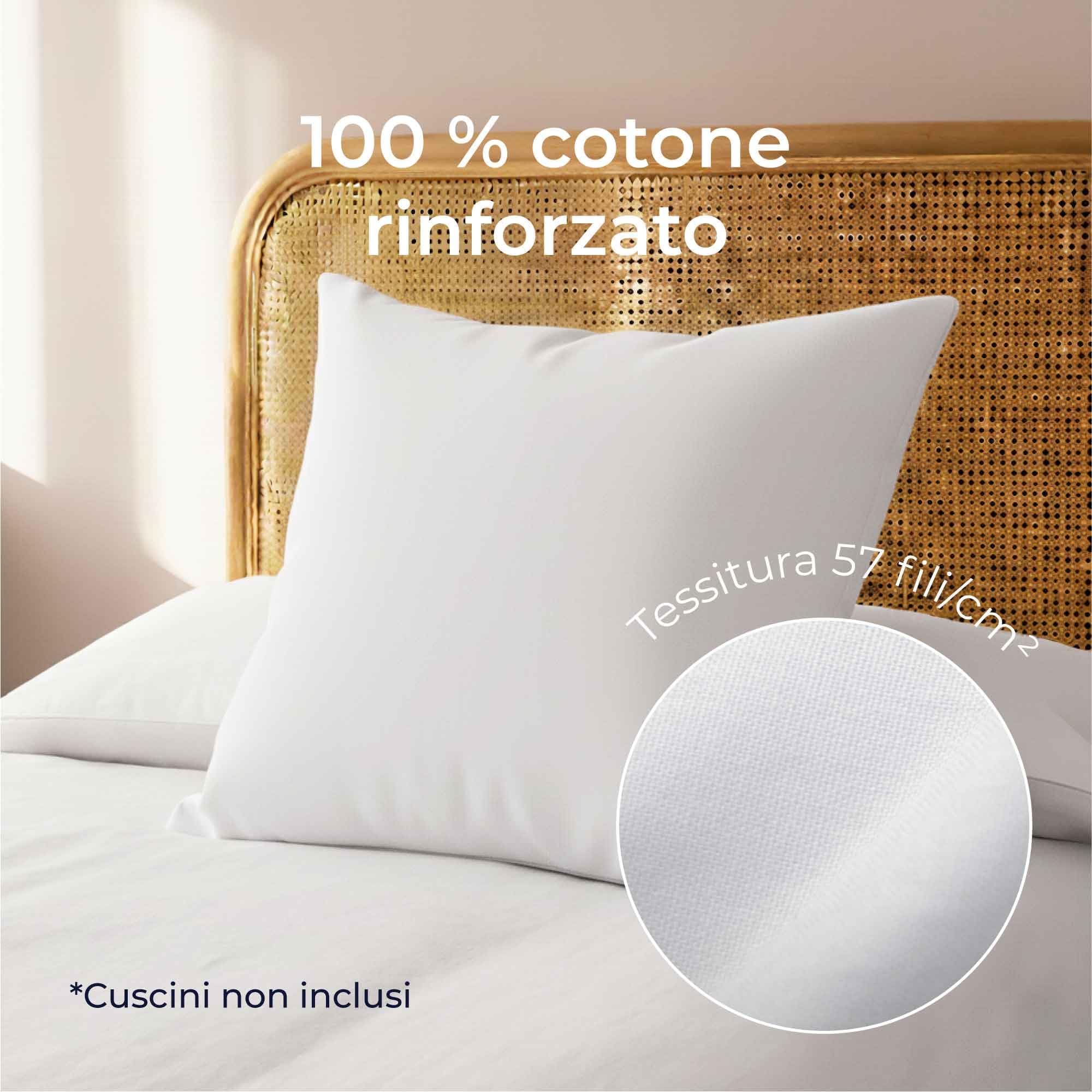 Federe 60x60 Cotone Rinforzato (Set da 2) - Bianco - Trama Fitta a 57 Fili/cm² - Federe Cuscini 60x60 cm - Federe Cuscino 60x60 Certificate Oeko Tex - Dreamzie