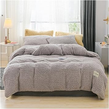 Luxury bed sheet set Winter Soft Cashmere Coral Fleece Comforter Duvet Cover Flannel Quilt Cover Pillowcase Thicken Warm Bedding Set Solid Color bed linings  Color C , Size 2pcs Pillowcase