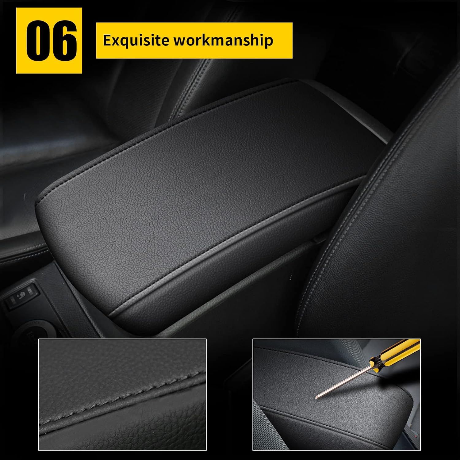 AOMSAZTO Black Armrest Covers for 2016-2023 Nissan Maxima Leather Console for Maxima