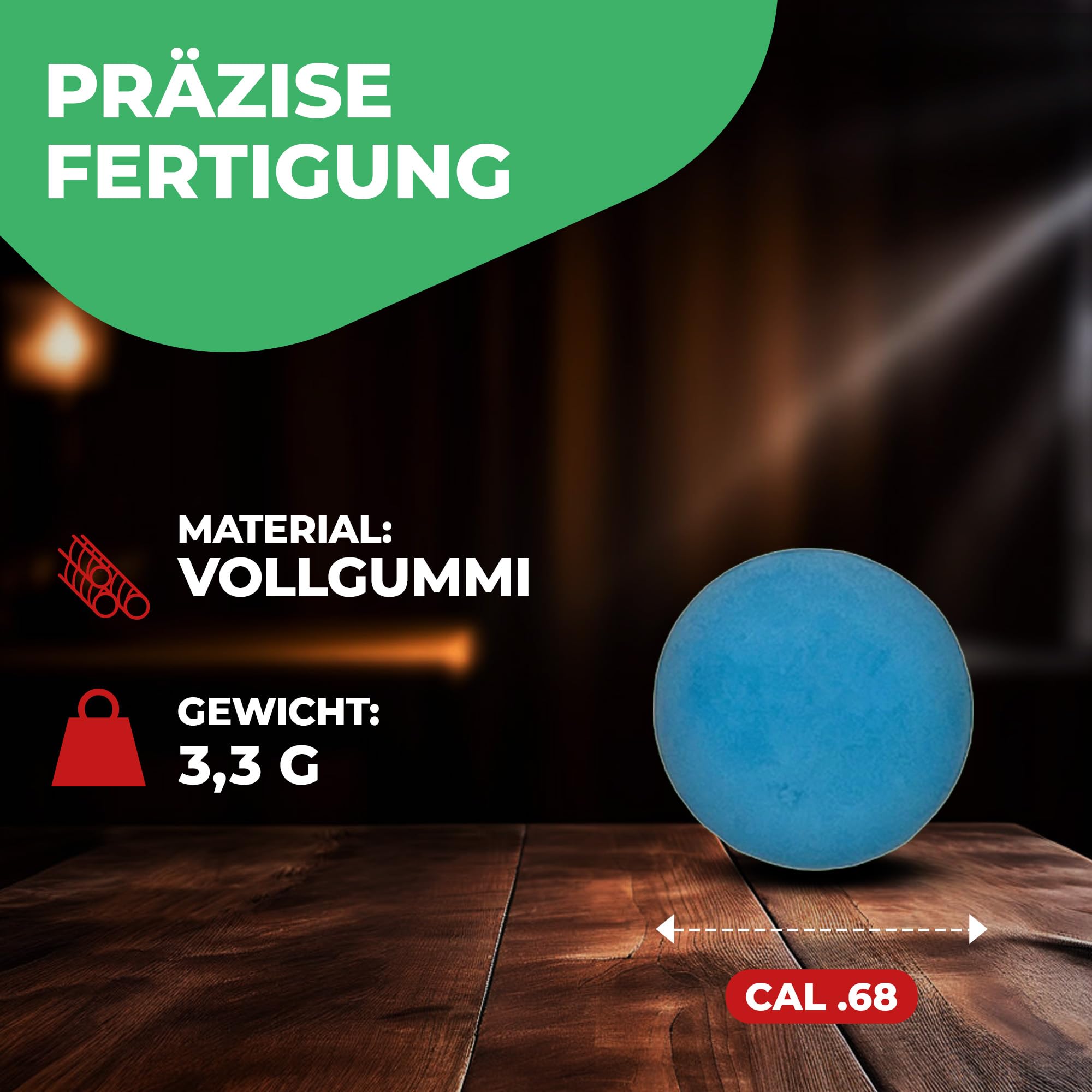300 x RB Cal.68 blau Rubberball Gummigeschosse Fritz-Cell kompatibel mit T4E HDS68