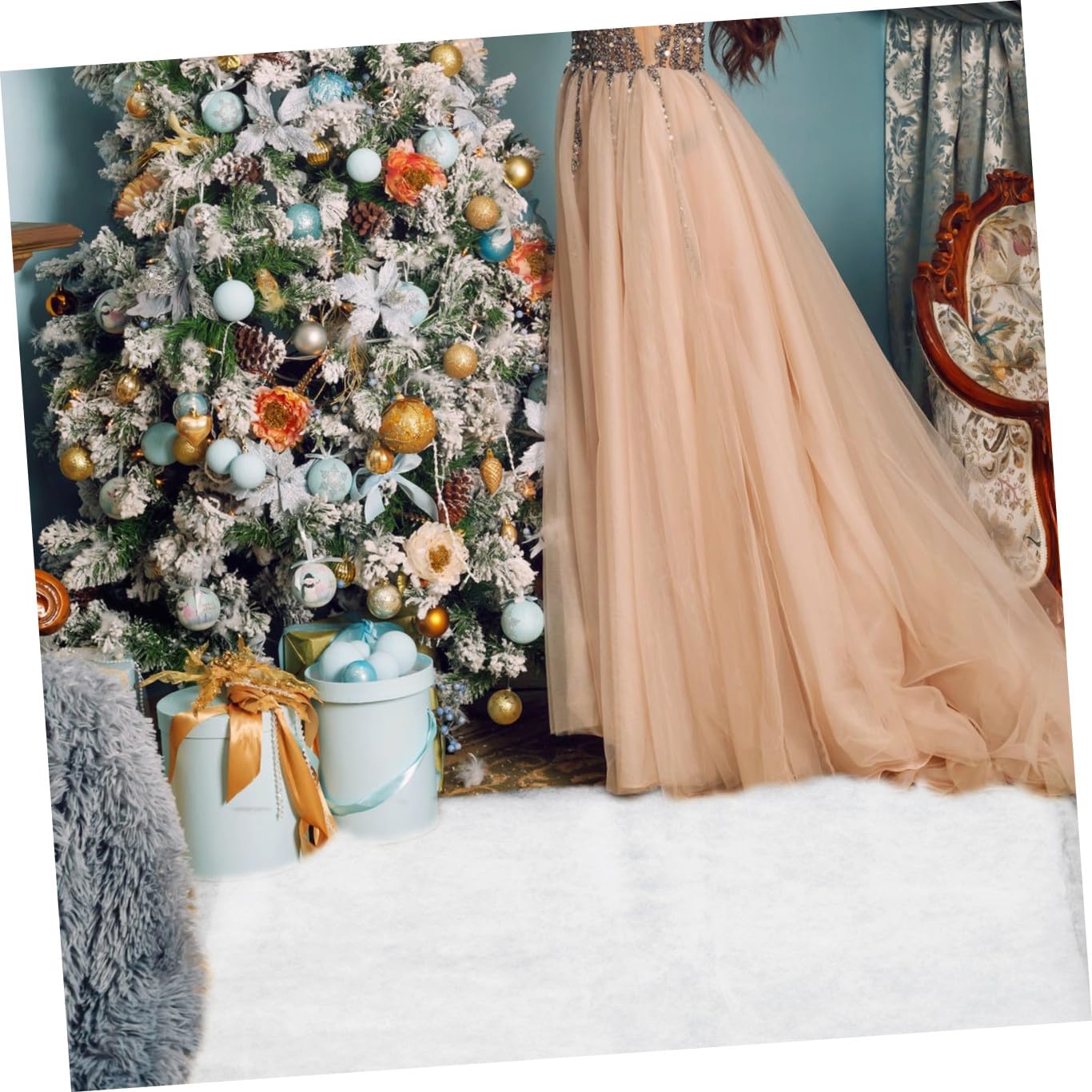 Cabilock Lot De 2 Décorations De Noël en Fausse Neige Artificielle en Coton Décoration d'hiver Fausse Couverture De Neige Tapis De Fête pour Noël Couverture De Neige Tapis À
