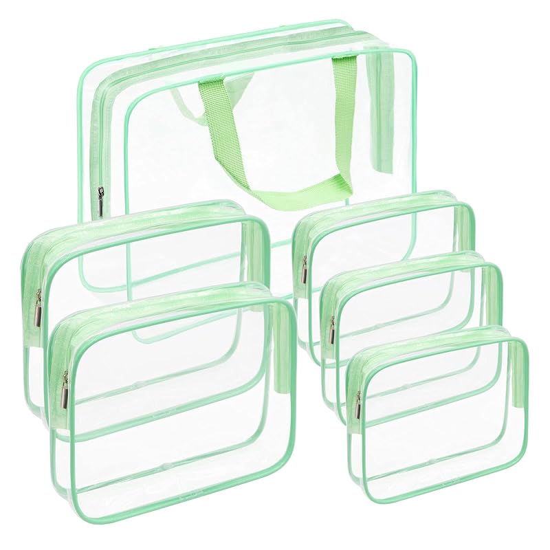Necessaires transparentes APREUTY para maquiagem e viagem, conjunto com 6, verde