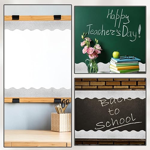 Miniatura 40 de Bordes de tablón de anuncios de 65 pies, bordes festoneados brillantes, borde decorativo para póster, decoración de aula para escuela, tiras de Verde