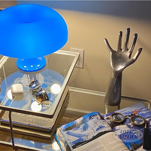 Miniatura 6 de Lotus Atelier Lámpara de hongo azul para habitación Iluminación moderna estética para dormitorio  Decoración retro fresca de sala de estar  Lámpara