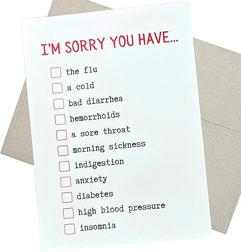 Divertida tarjeta de recuperación pronto para mujeres y hombres (5 x 7 pulgadas y interior en blanco) tarjeta de recuperación para un miembro de la