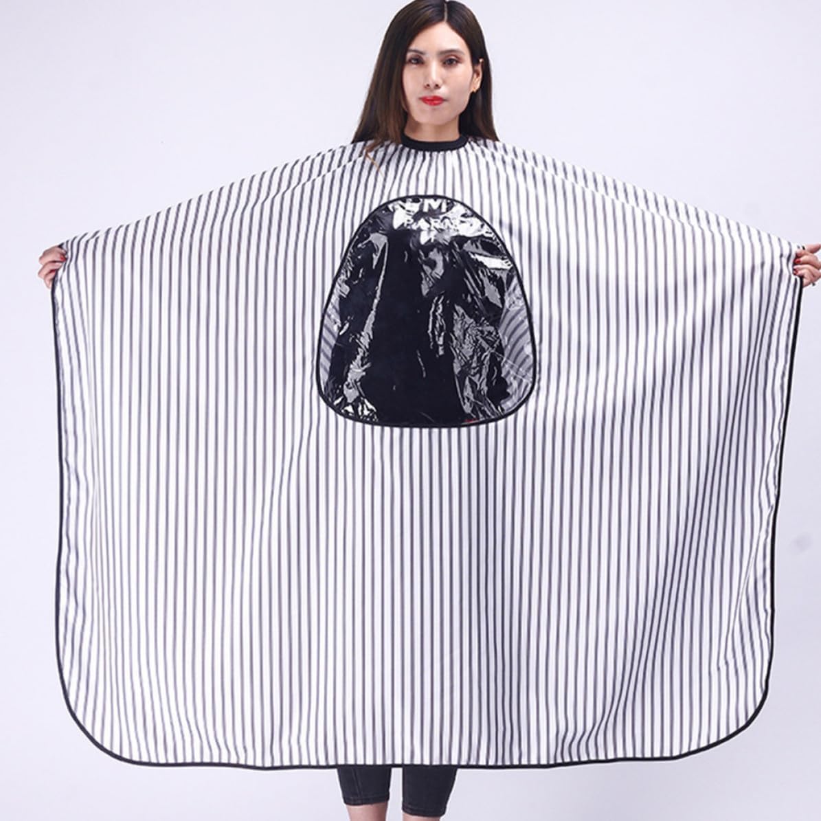 Hair Cape Unisex of Cloak Hairdressing Pongee Polyester Made Vintage Cutting with Stripe Pattern Apron Easy to Drying and Home and Salon Use