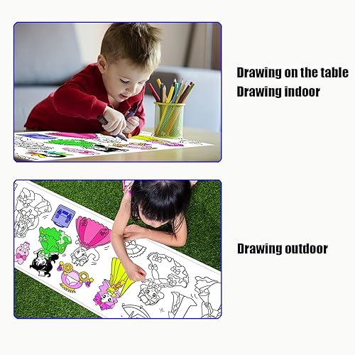 Miniatura 4 de Amind4U Rollo de papel de dibujo para niños, papel de dibujo de 120 pulgadas, rollo de dibujo para niños, rollo de papel para colorear, papel de