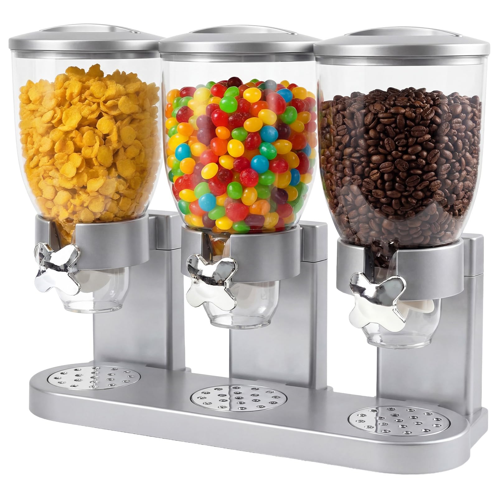 Sinceroduct Cereal Dispenser Countertop 2 l, set di 3 distributori per il piano di lavoro, dispenser ermetico per cereali, riso, grani, caramelle, chicchi di caffè