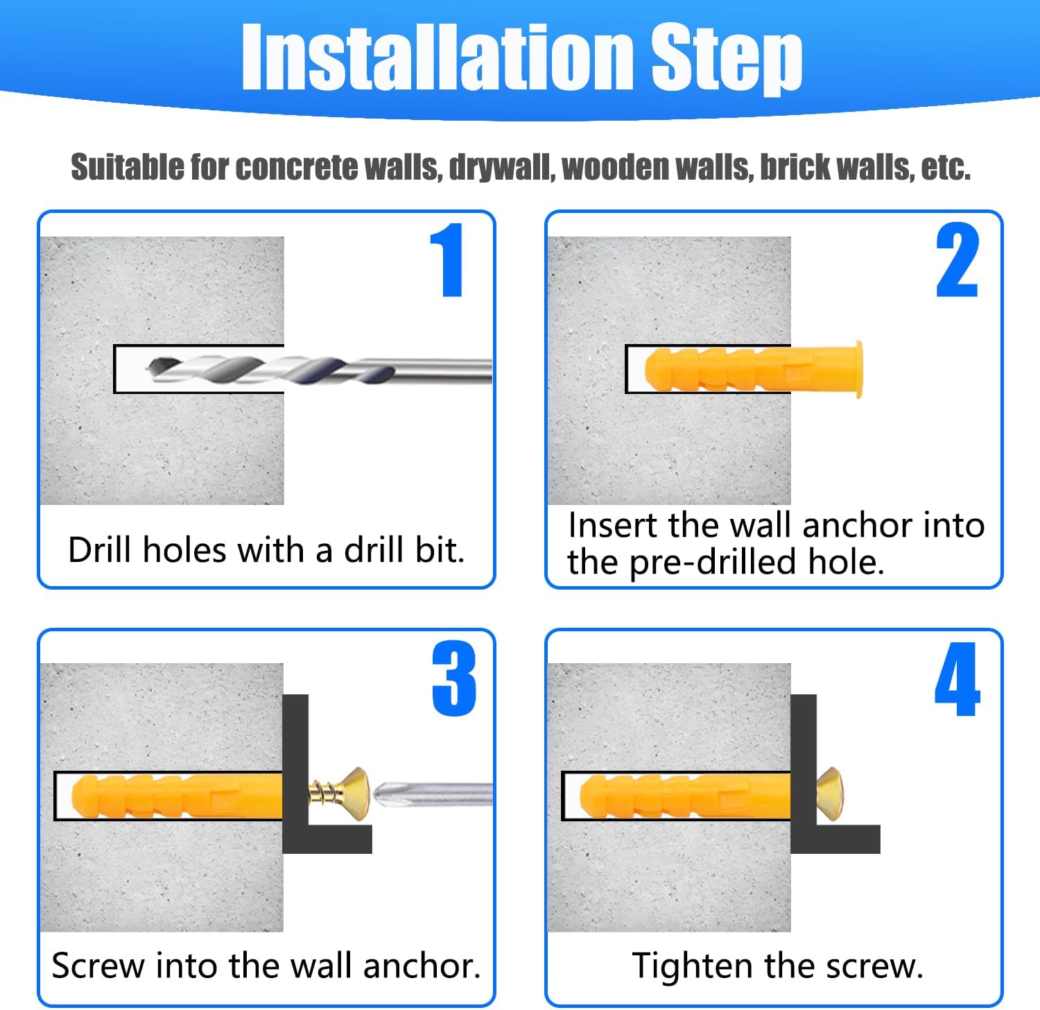 Hmkanana 100PCS 4 Styles Shelf Pins Kit + 336Pcs Toggle Bolts Heavy Duty Drywall Anchors and Screws Kit