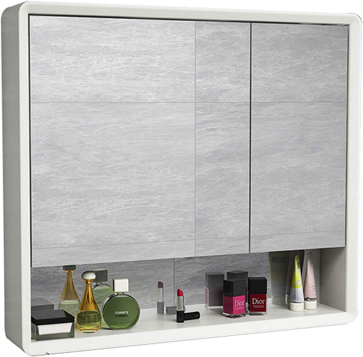 Wall-Mounted Mirror Cabinet, Bathroom Storage Cabinet with Double Doors and 6-Layer Partitions, 3, 60cm ()