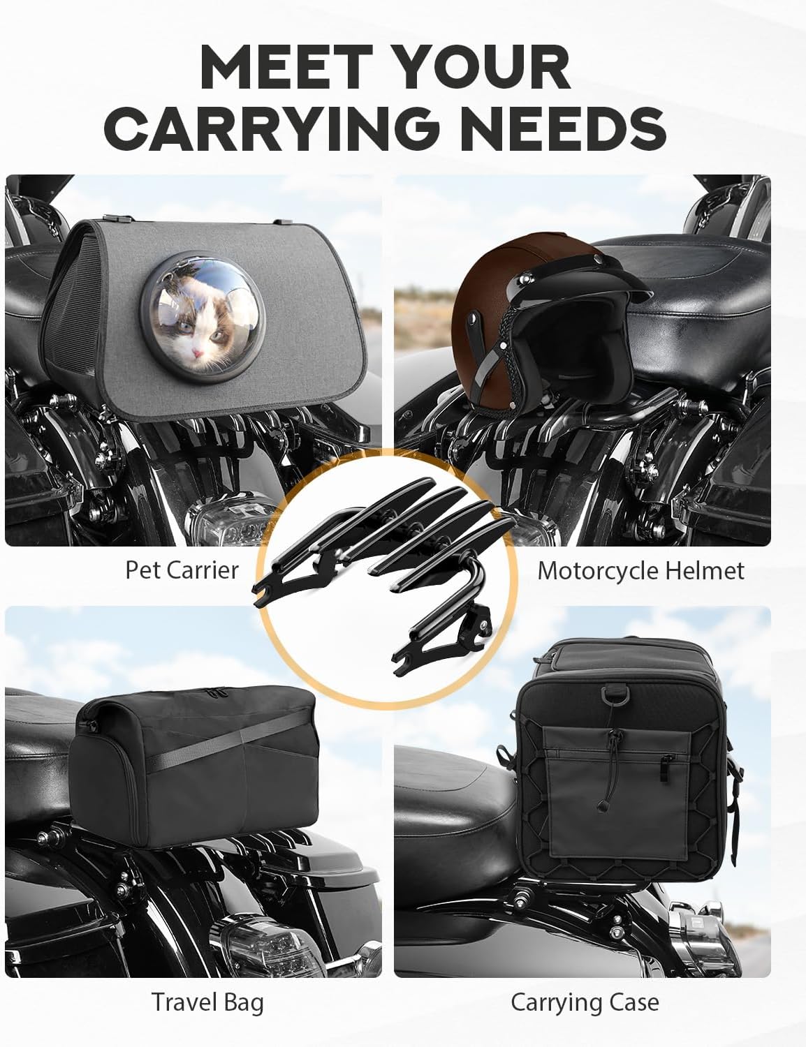 PBYMT Stealth Luggage Rack Compatible for Harley Touring, Detachable Luggage Rack Compatible with Harley Davidson Street Glide Road Glide Road King Electra Glide Ultra Limited 2009-2024 (Black)