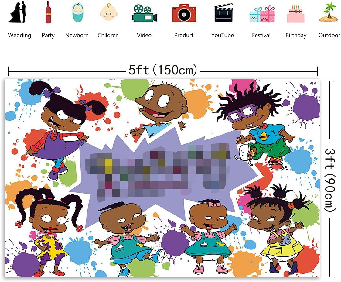 Kids Backdrop Cartoon go Wild Theme Graffiti Background Baby Shower Birthday Party Decoration Cake Table Supplies (5x3ft(150cmx90cm))