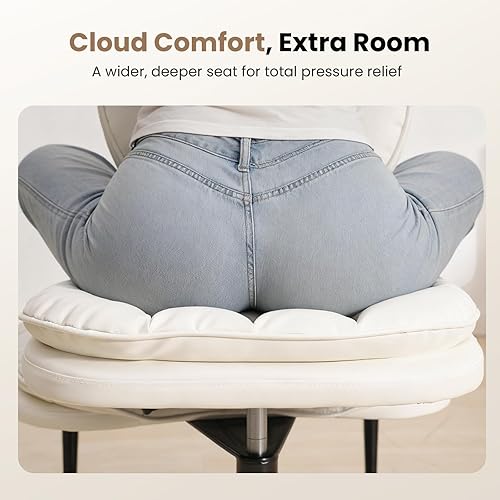 Miniatura 6 de Silla de oficina extra ancha y alta con patas cruzadas, asiento de nube profundamente acolchado, respaldo ergonómico, altura ajustable para TDAH y