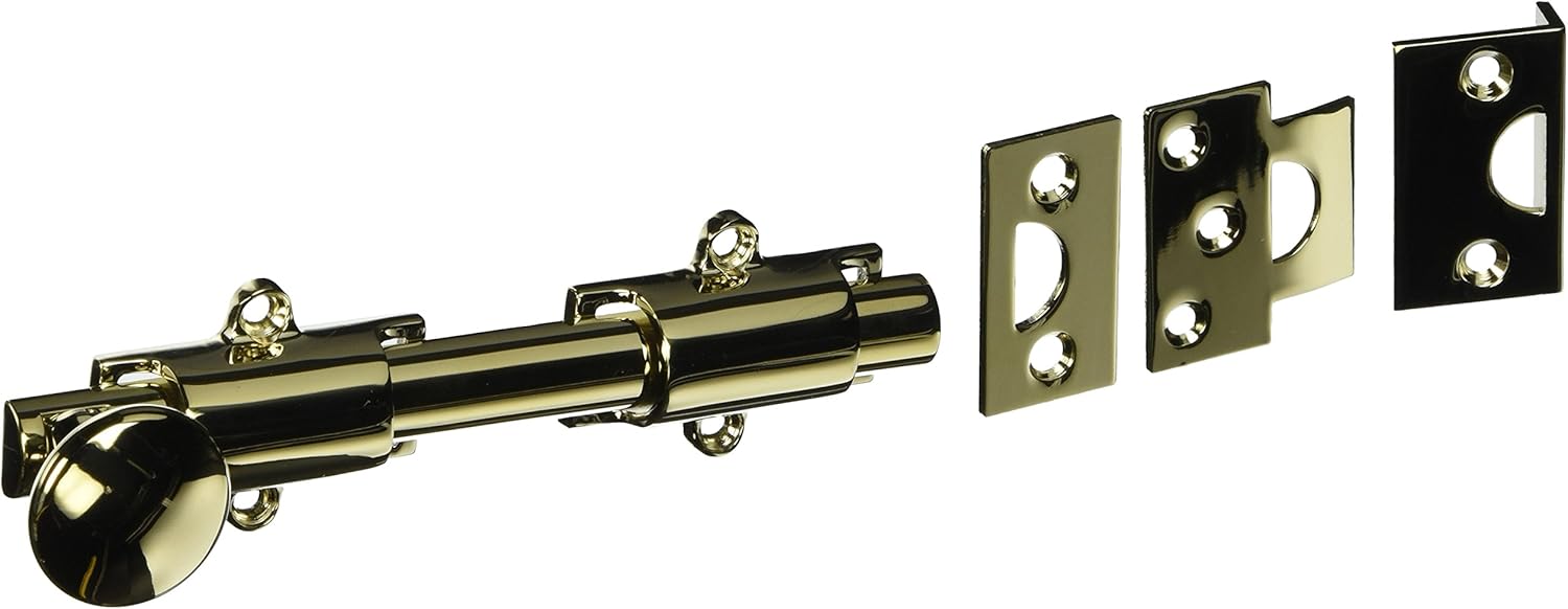 Deltana 6SB003 HD Solid Brass 6Inch Surface Bolt Door Dead Bolts