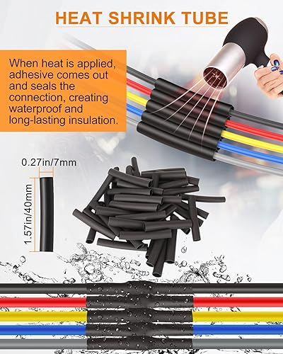 Miniatura 5 de NAOEVO Conector de 5 Pines Impermeable, Conectores de 5 Cables 16 AWG, Conectores Eléctricos Automotrices Macho y Hembra Vía con Tubo