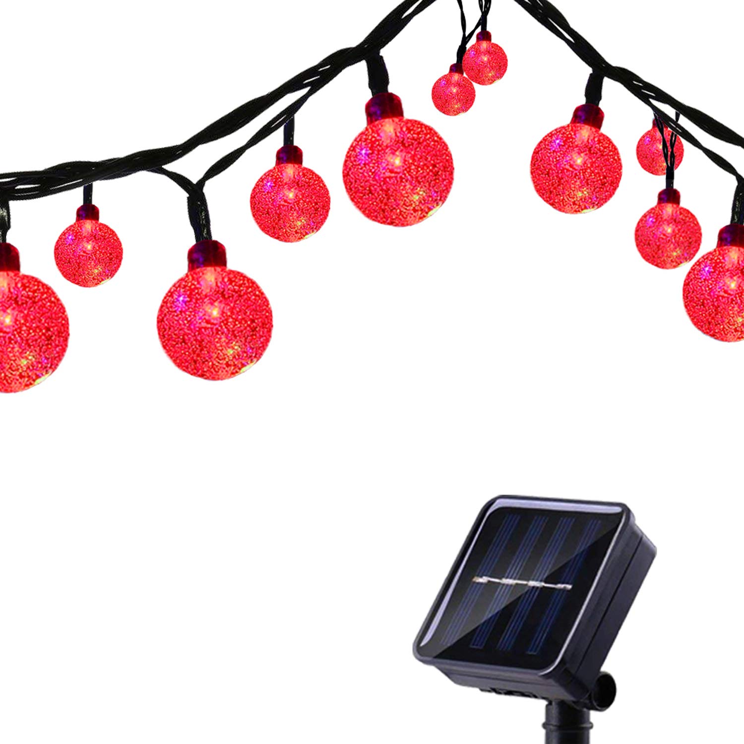Tuokay, Solar Fairy Lights with Balls, Waterproof 6m 30 LED 8 Twinkling Modes Outdoor Garden Lights, Decorative Lighting String Lights for Home Gazebo Patio Lawn Ornament (Red)