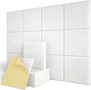 Selbstklebende Schallschutzplatten, 12er Pack, 30x30x0.9cm, für Aufnahmestudio, Heimkino, Wohnzimmer (Weiß)