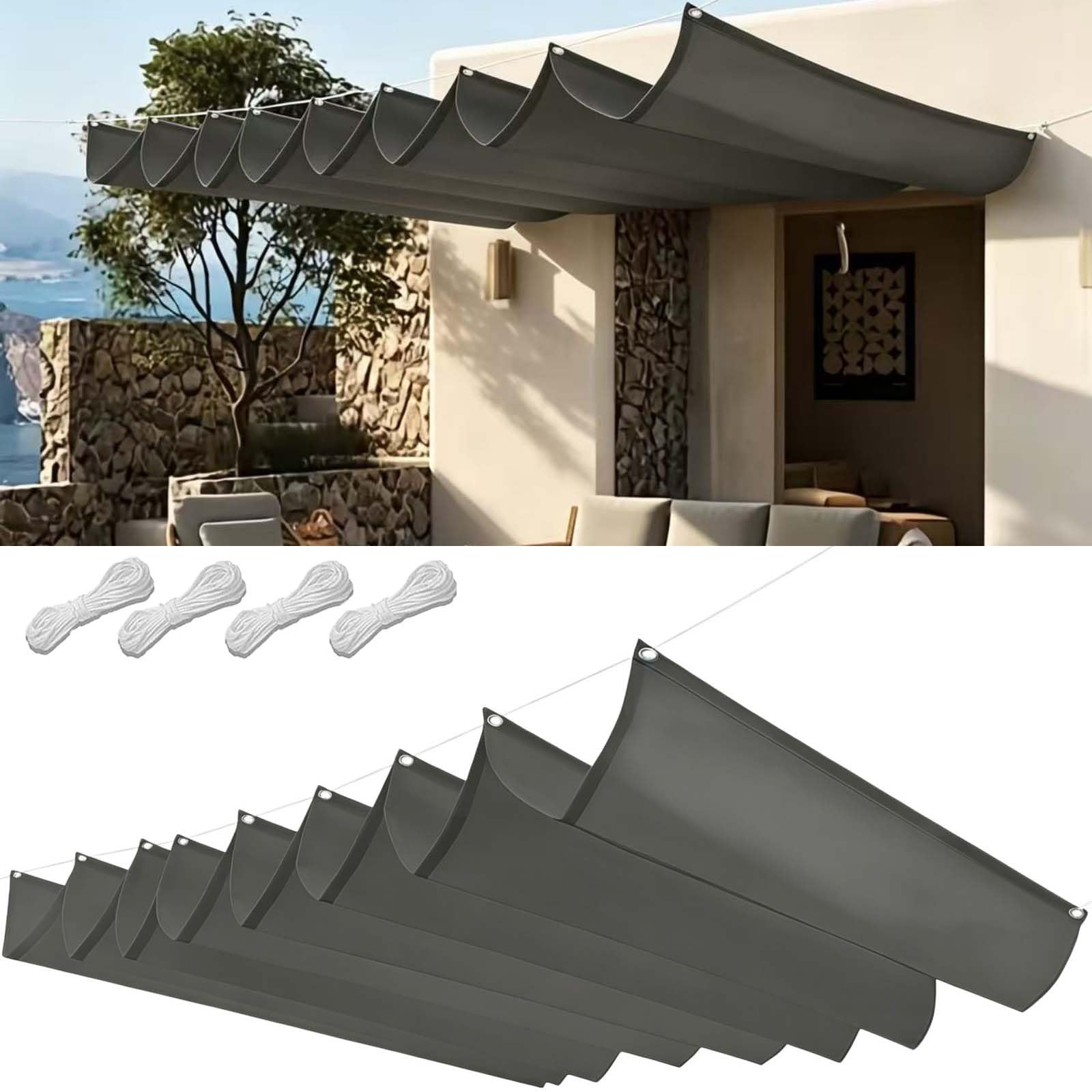 Voile d'ombrage contre la chaleur et les UV toile résistante grise pour pergola de jardin