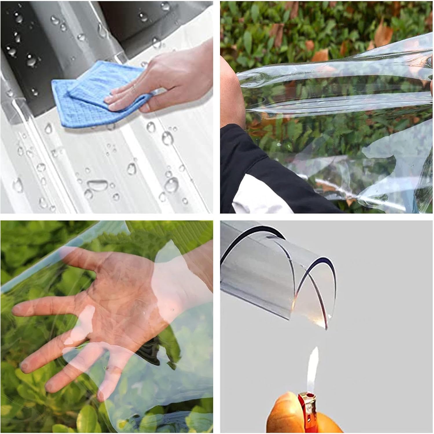 Outdoor Clear Tarp Curtains Waterproof,Grey Transparent Tarpaulin Side Panels With Zip Doors,Pvc Weatherproof Tarpaulin With Grommets,for Patio Porch Carport Pergola Gazebo,W×H-1×2m(3.3*6.6ft)