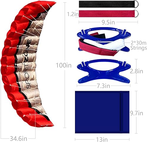 Miniatura 5 de Cometa doble línea para playa 8.2 pies azul, rojo, verde, amarillo con herramienta para volar