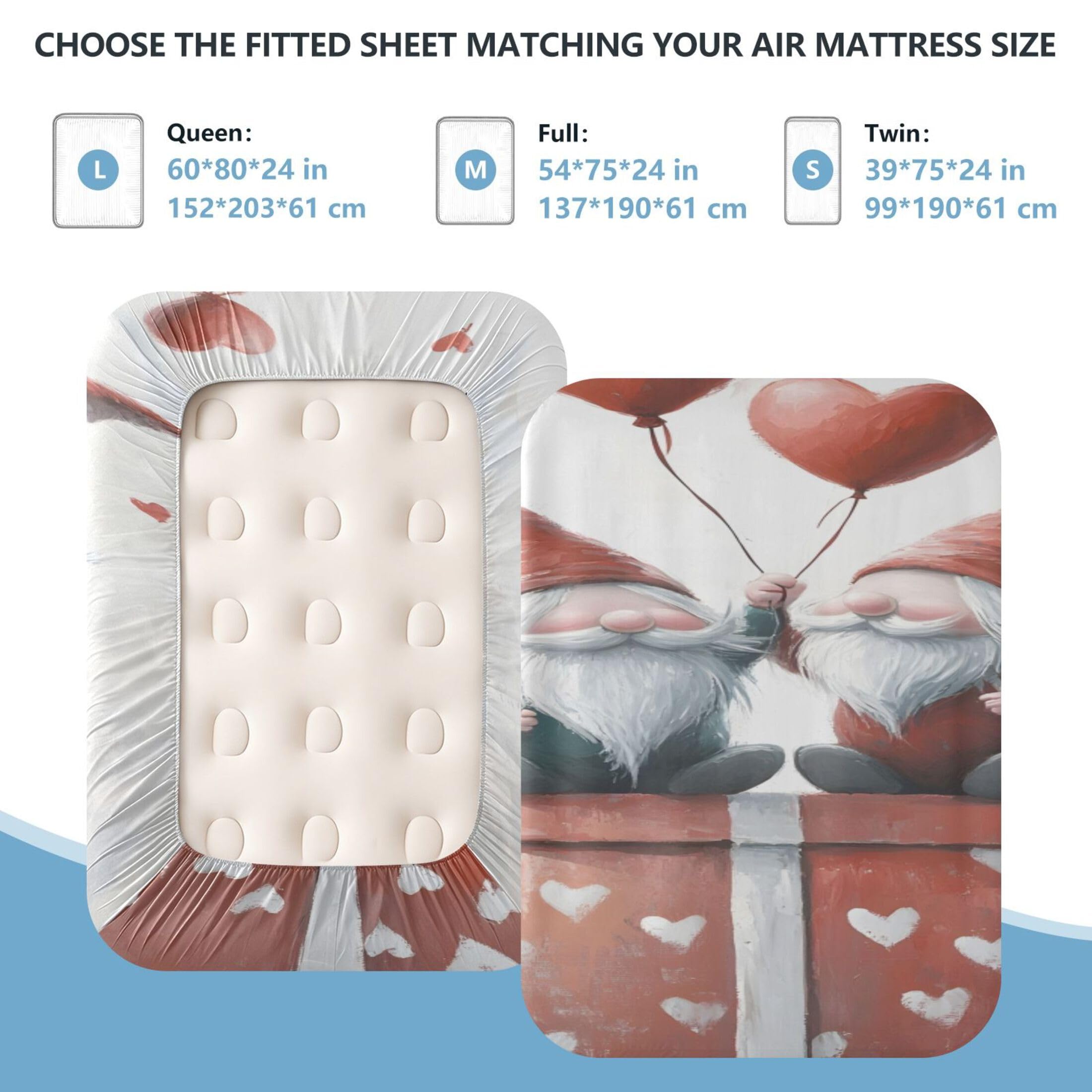 Sábana bajera ajustable individual de gnomos para colchón de aire, bolsillo extra profundo de 24 pulgadas, funda suave y transpirable con apertura de válvula de cremallera para cama de aire
