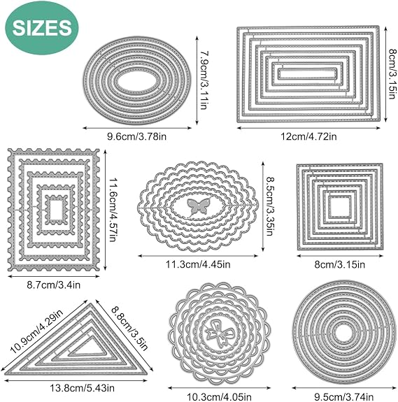 SENHAI 8 Pcs Metal Cutting Dies Flower Round Assorted Shapes Polygon Embossing Tools for Card Making Album Scrapbooking