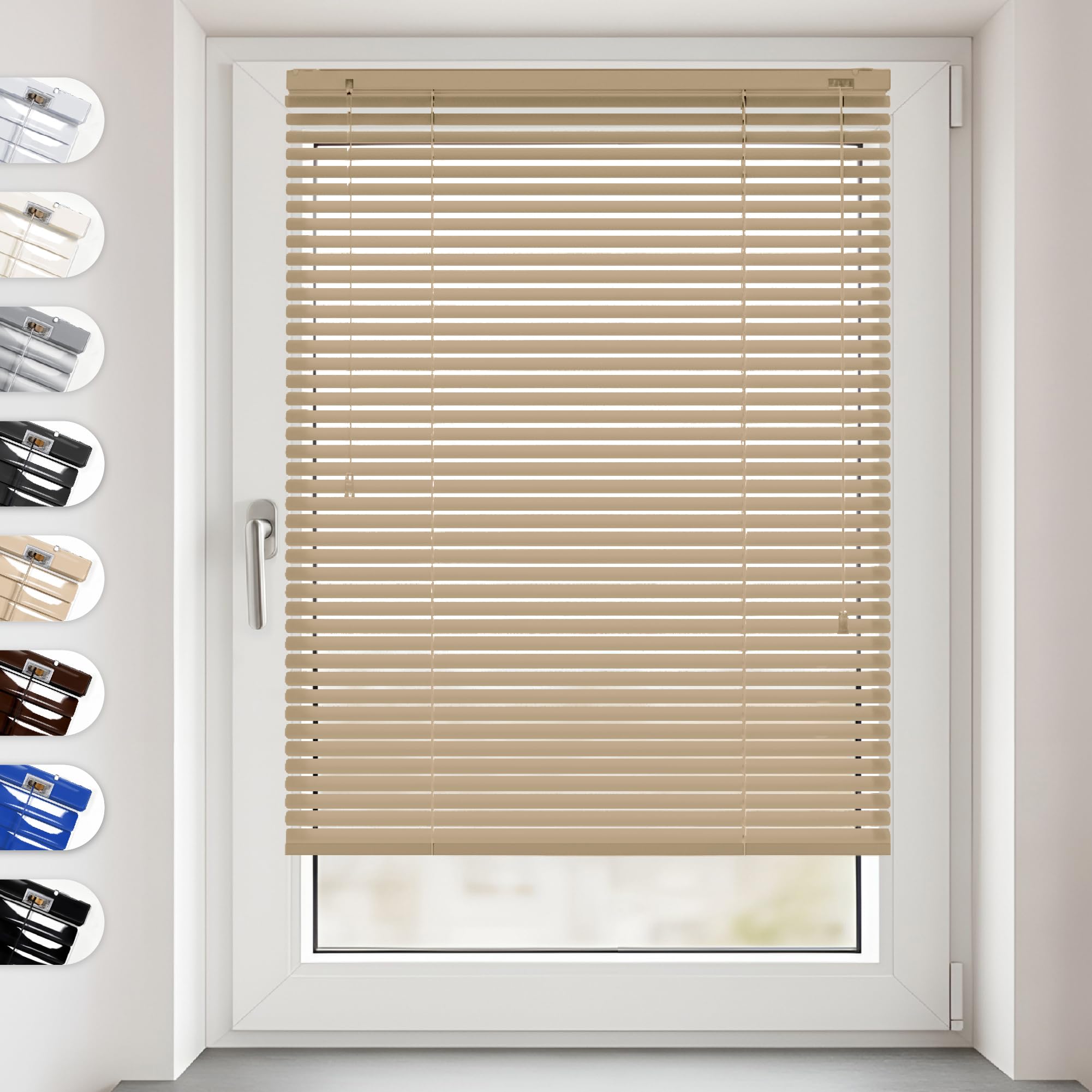 SONELLO Aluminium Jalousie 65cm x 130cm Beige Alu Jalousie Klemmfix ohne Bohren Sichtschutz Blendschutz Lichtschutz Sonnenschutz für Fenster und Türen