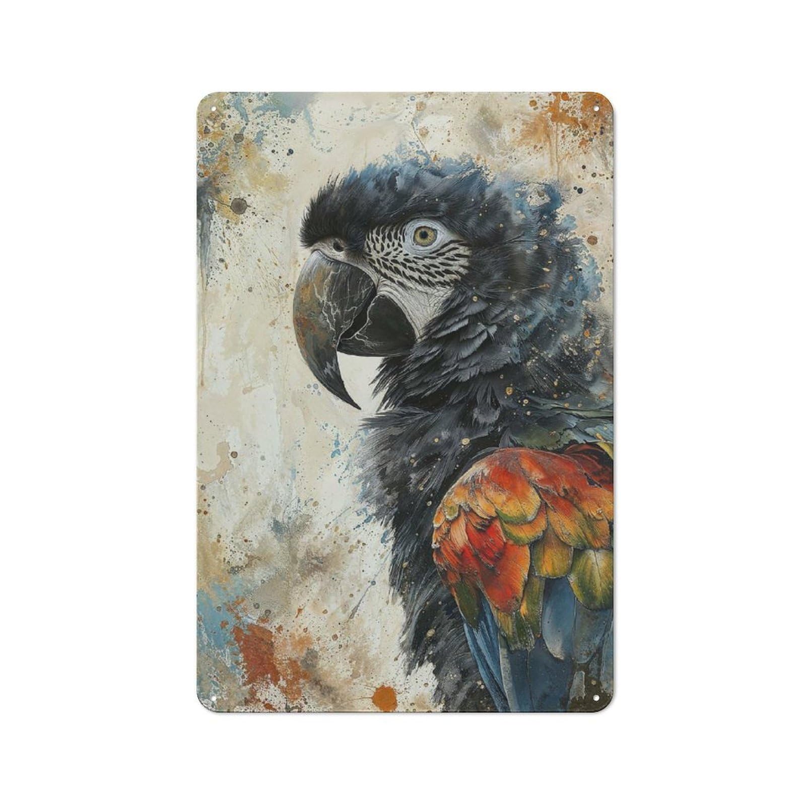 Junmoney Vivid Macaw Glance Garage Metal Sign 30X20cm, Retro Workshop Wall Decor For Tool Room, Garage, Studio Or Home Bar