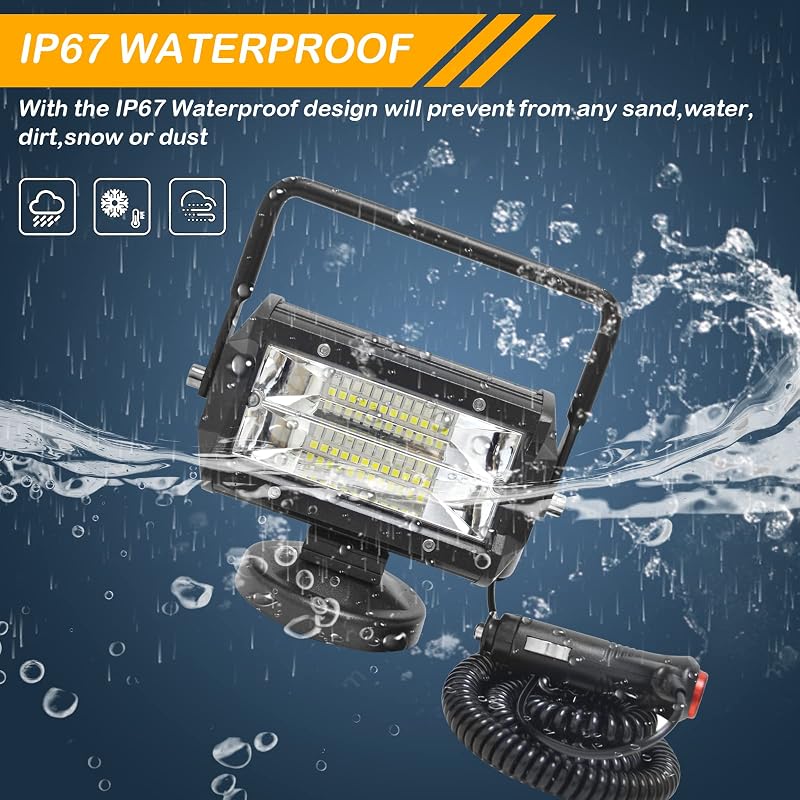 RIGIDON 2x LED Munkalámpa Mágneses Talppal 72W 12V Offroad Terepjáró Traktor