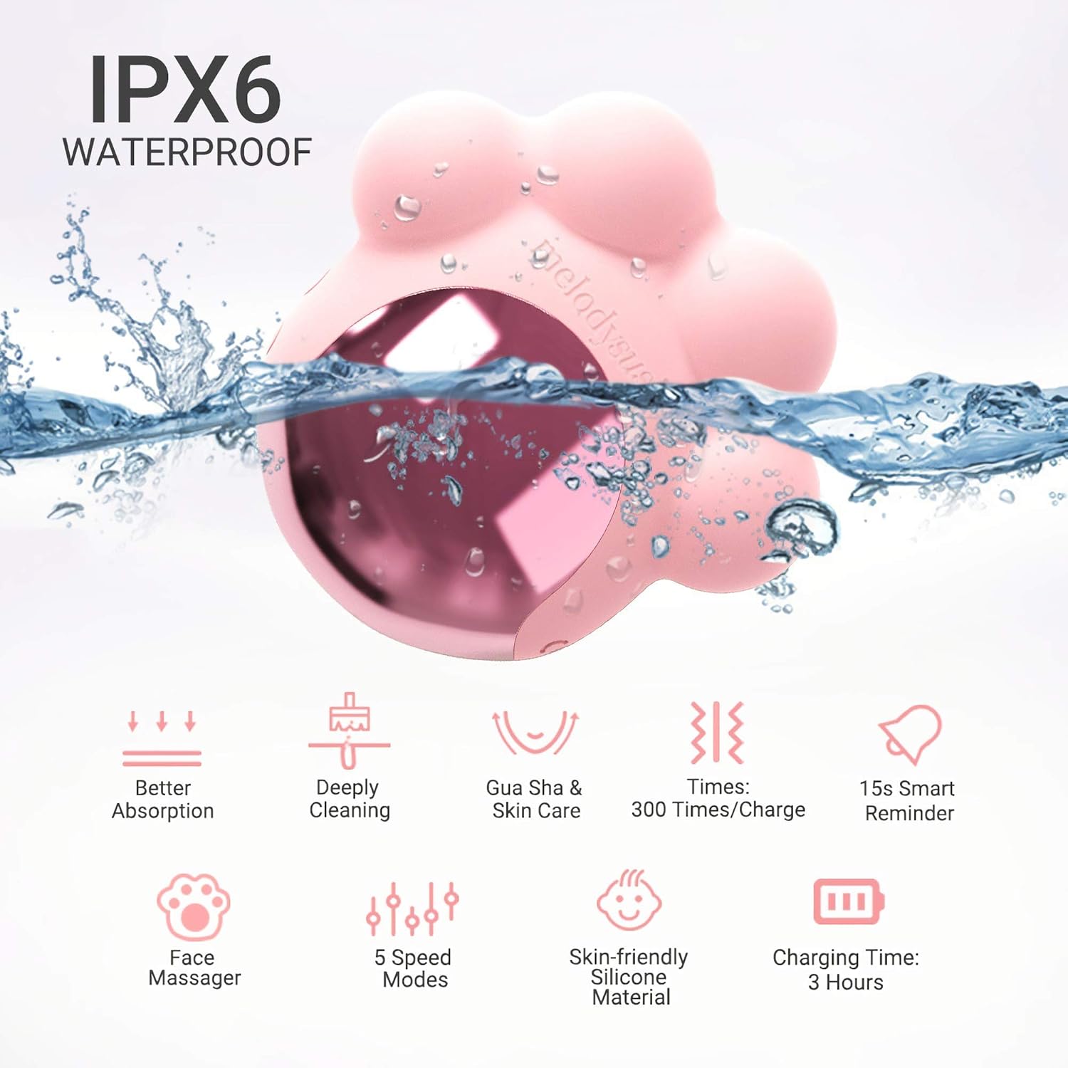 MelodySusie Facial Brush Skin Cleansing, Sonic Facial Cleansing Brush Silicone CAT PAW Rechargeable Heat Massage for Deep Cleaning, Gentle Exfoliating, Import Serum : Beauty & Personal Care