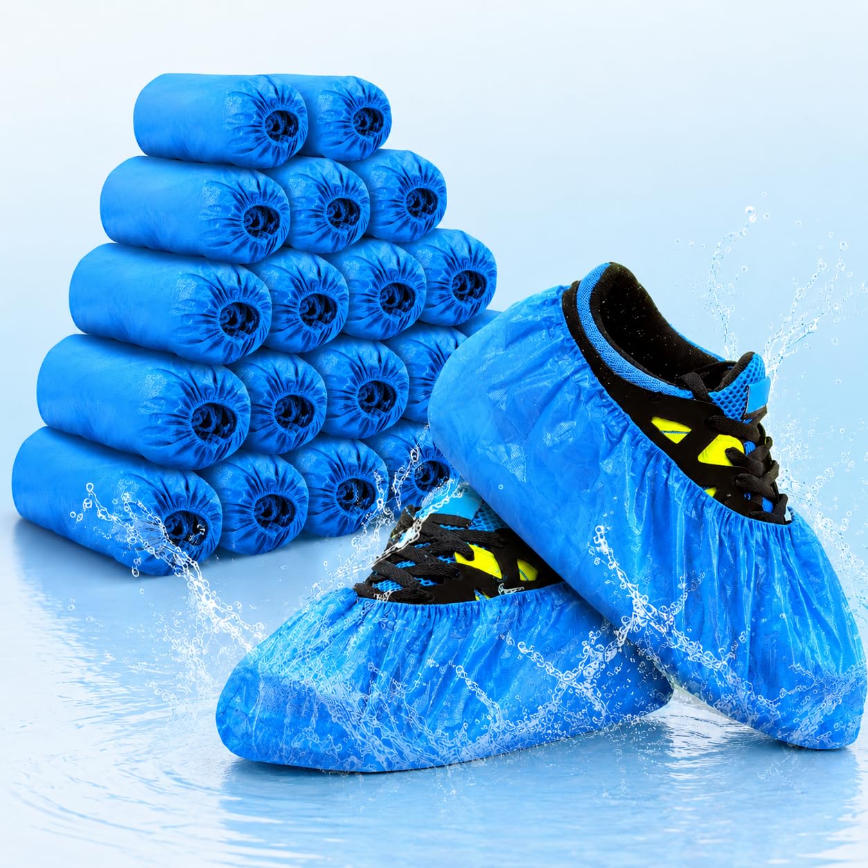 DISHIVA Disposable Shoe Covers, Plastic, Pack of 100